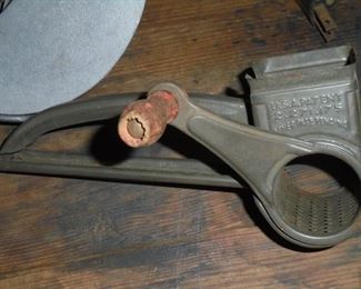 Antique metal hand crank cheese grinder