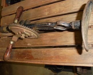 RARE antique cast iron stool & peddle drill