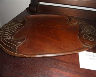 Vintage mahogany 'fish' patter - made in Haiti early 50's