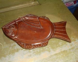 Vintage mahogany 'fish' patter - made in Haiti early 50's