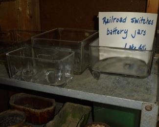 Vintage railroad switches battery jars 