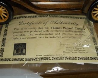Thomas Pacconi classic wood car w/COA 