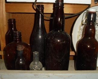 Antique brown bottles
