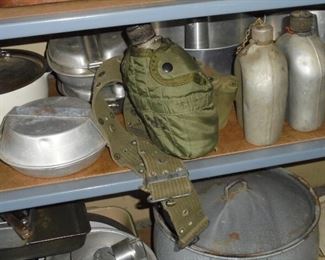 3 military canteens & mess kits