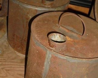 2 antique metal syrup cans