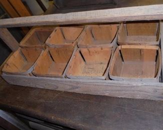 Antique strawberry crate w/8 containers