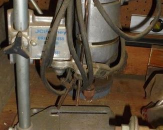 Vintage J.C.Penny drill press stand w/drill
