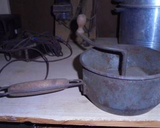 Antique sifter pot w/perfect wood handles