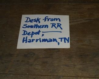Antique double sided oak desk from Southern railroad office w/original oak chair