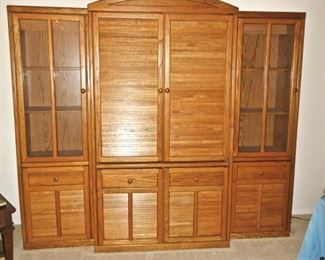 ENTERTAINMENT CENTER & SEPARATE DISPLAY CABINETS
