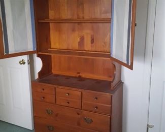Pine china cupboard with plate rails