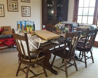 Trestle table with 6 chairs