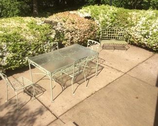 Nice vintage wrought iron and glass patio set