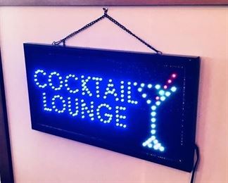 Cocktail lounge neon sign, bar decor