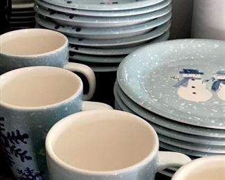 Christmas dinnerware, winter dinnerware, snowman dinnerware 