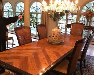 41 X 108 Inches (including 2 leaves, 18 inches each) Flair Lenoir NC for Hibriten Furniture Company Dining Room Set