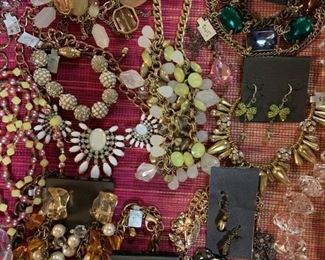 Quality goldtone and coppertone newer statement costume jewelry, 50% off