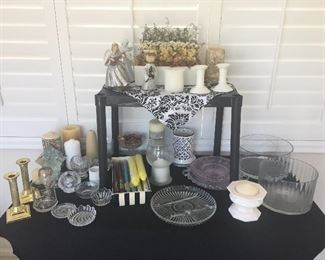 Candles, serving trays, bowls