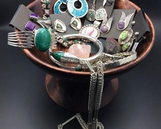 Sterling silver jewelry with and without semi-precious stones, 50% off