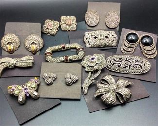 Beautiful sterling silver and marcasite jewelry including some Judith Jack pieces, 50% off