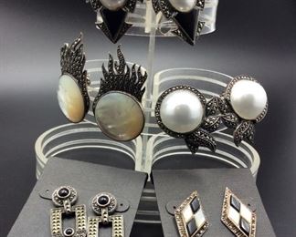 Beautiful sterling silver and marcasite earrings including some Judith Jack pieces, 50% off