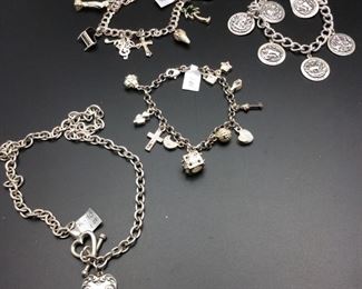 Sterling silver vintage charm bracelets and charm necklace, 50% off