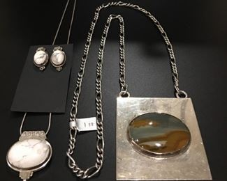 White buffalo set SOLD - sterling silver picture jasper necklace 50% off
