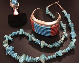 Bracelet and ring SOLD - vintage turquoise nugget necklace, 50% off