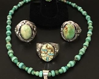 Native American sterling silver jewelry with genuine turquoise, 50% off