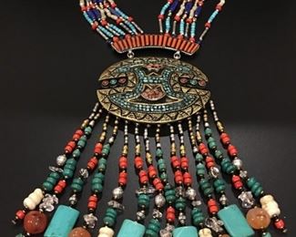 Tibet statement necklace with genuine stones, 50% off