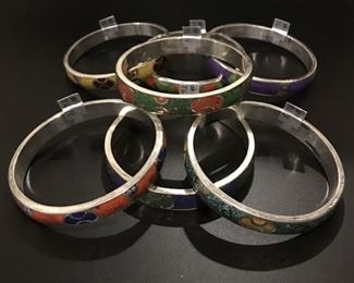 Tibet bangle bracelets in silver with a little brass mixed in to retard tarnishing and genuine stones, 50% off