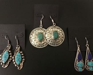 Tibet statement earrings in silver with a little brass mixed in to retard tarnishing and genuine stones, 50% off