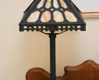 Antique Slag Glass Table Lamp