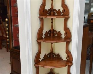 Antique / Vintage Wood Corner Display Shelf