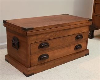 Antique Wooden Sewing Box / Tool Box with Drawers