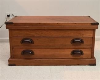Antique Wooden Sewing Box / Tool Box with Drawers