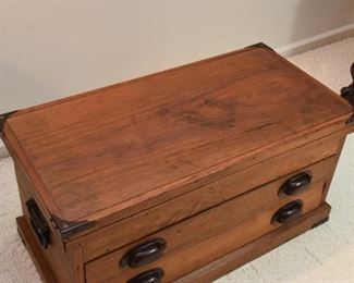 Antique Wooden Sewing Box / Tool Box with Drawers