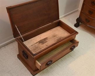Antique Wooden Sewing Box / Tool Box with Drawers