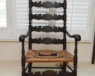 Antique Rocking Chair / Rocker with Rush Seat