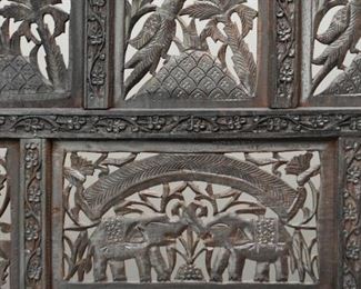 Wood Carved 3-Panel Folding Room Screen