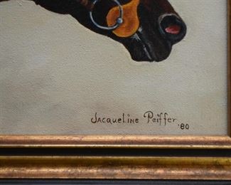 Framed Horse Racing Painting, Signed and Dated
