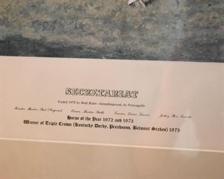 Framed Horse Racing Print (Secretariat), Signed & Numbered