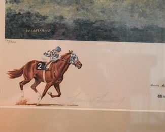 Framed Horse Racing Print (Secretariat), Signed & Numbered