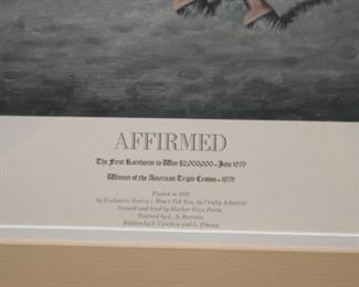 Framed Horse Racing Print (Affirmed), Signed and Numbered