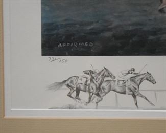 Framed Horse Racing Print (Affirmed), Signed and Numbered