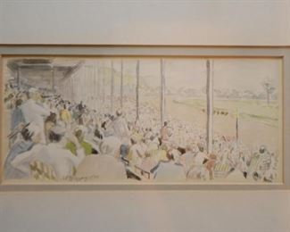 Framed Horse Racing Watercolor