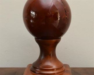 Wood Carved Ball / Orb with Stand
