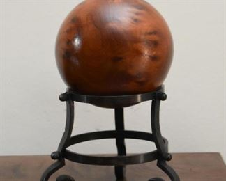 Wood Carved Ball / Orb with Stand