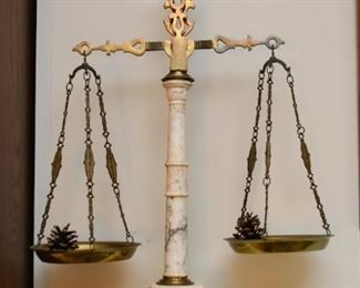 Vintage Brass & Marble Justice Scale / Scales of Justice