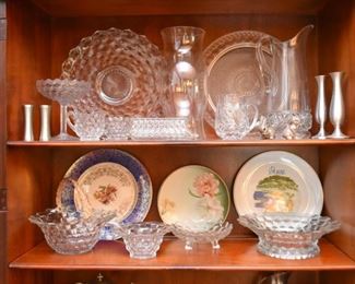 Vintage Glassware & Crystal, Hand Painted China Plates
